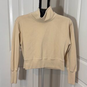 Abercrombie Soft A&F Cropped Turtleneck Sweatshirt Cream Small Cozy